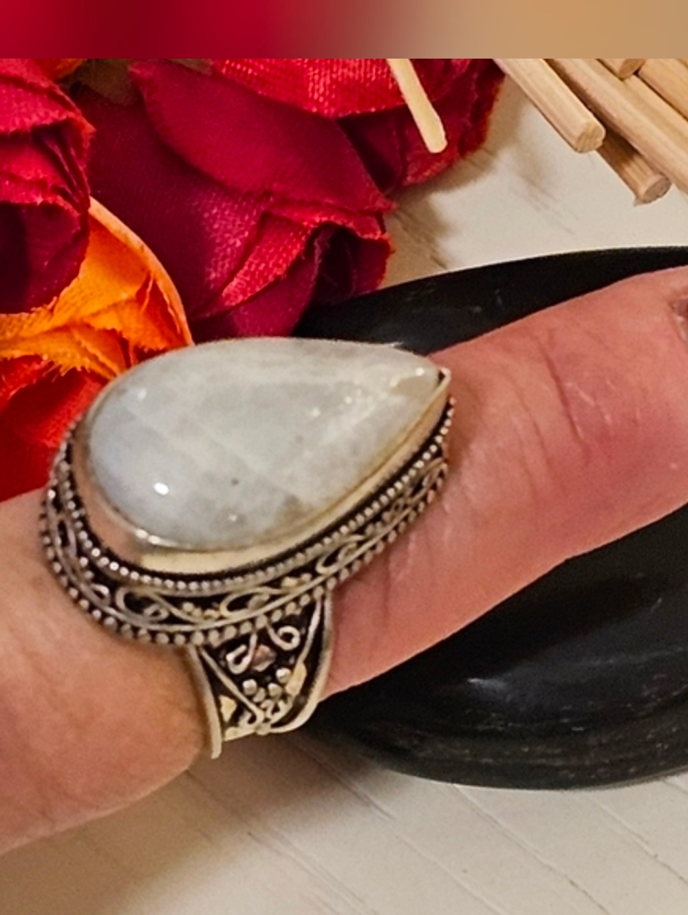 Rainbow Moonstone Ring - brings balance, harmony and hope